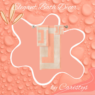 Geometric Coral and Sand Patterned Bath Towel Set