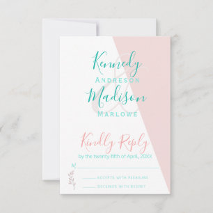 Geometric Coral Remarkable Budget RSVP Card