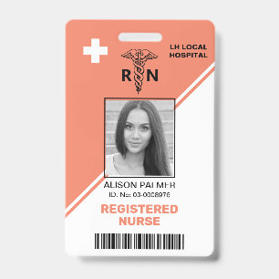 Geometric coral triangles Registered nurse RN ID Badge