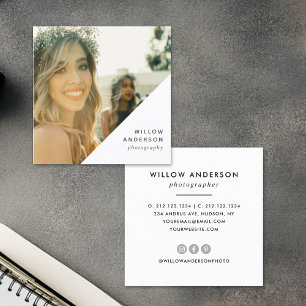 Geometric Corner Modern Minimal Photography Square Business Card