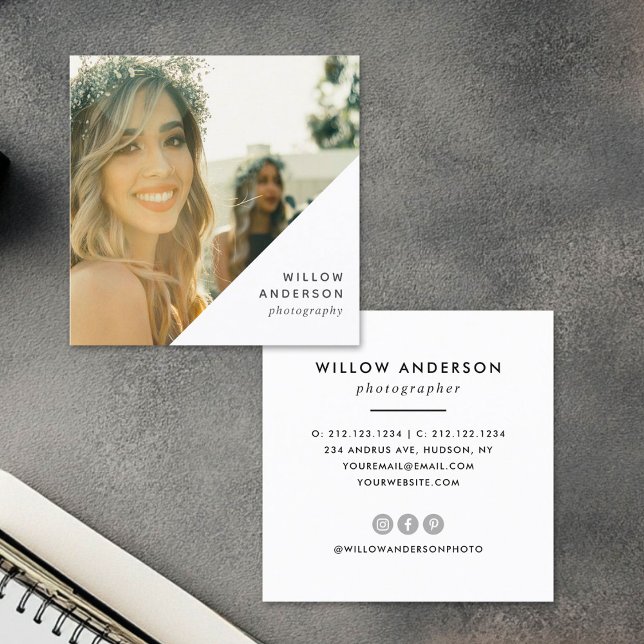 Geometric Corner | Modern Minimal Photography Square Business Card (Creator Uploaded)
