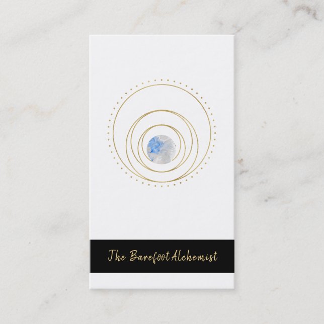 *~*  Geometric Cosmic  Sacred Geometry Boho Gold Business Card (Front)