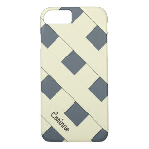 Geometric Crossing Pastel Yellow Lines with Name Case-Mate iPhone Case