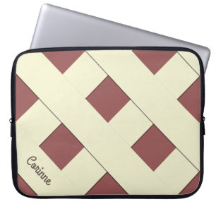 Geometric Crossing Pastel Yellow Lines with Name Laptop Sleeve