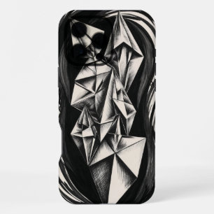Geometric Crystal Black and White iPhone Case