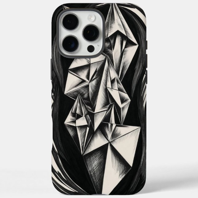 Geometric Crystal Black and White iPhone Case (Back)