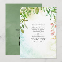 Geometric Crystal Greenery QR Code RSVP Wedding