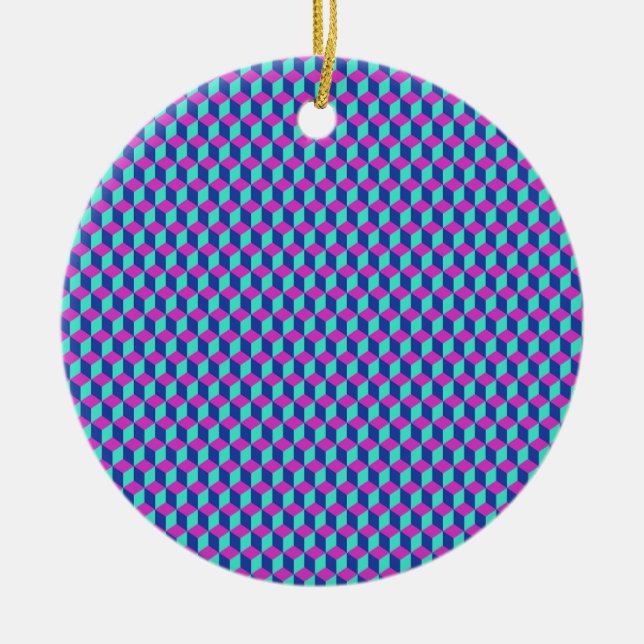 Geometric Cube Pattern Ceramic Tree Decoration (Front)