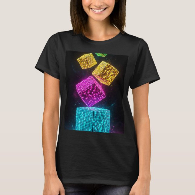 Geometric Cube Super 3D Neon T-Shirt (Front)