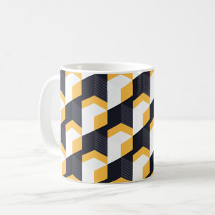Geometric Cubes with Bold Yellow , White & Black Coffee Mug