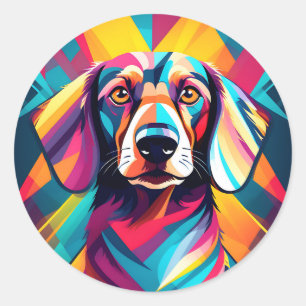Geometric Dachshund Modern Dog Classic Round Sticker