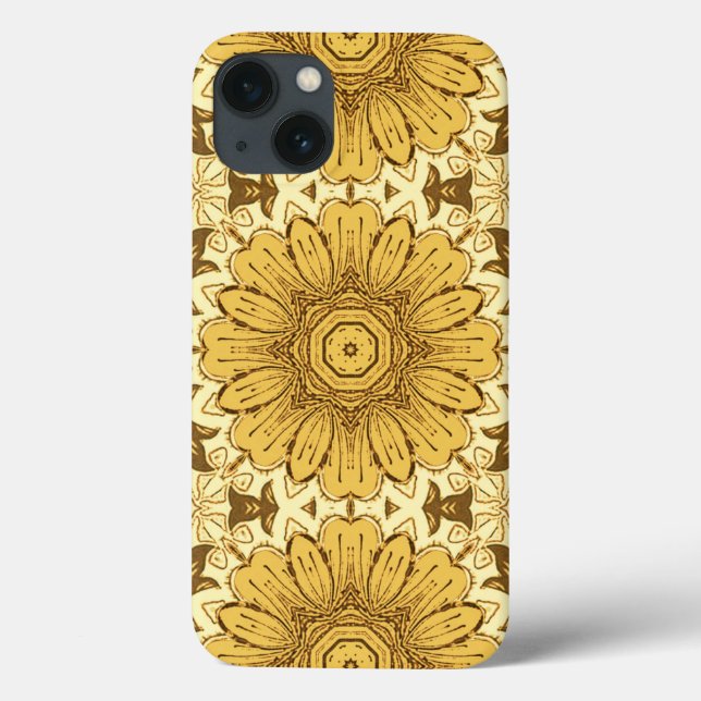 Geometric Daisy Pattern in Mustard Gold Case-Mate iPhone Case (Back)