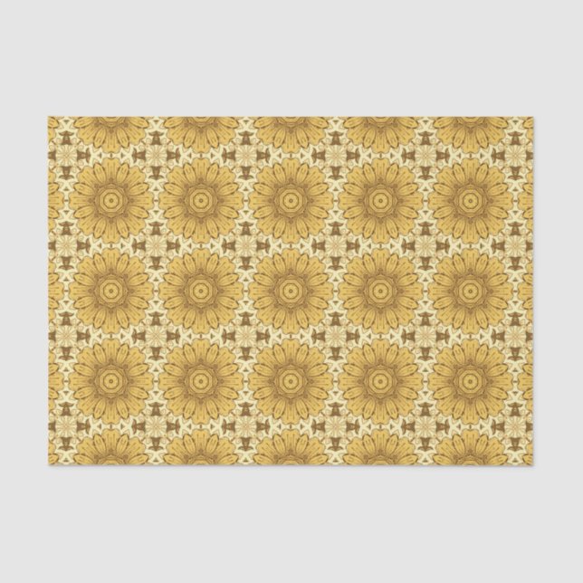 Geometric Daisy Pattern in Mustard Gold Tissue Paper (Front)