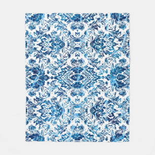 Geometric damask seamless pattern with grunge text fleece blanket