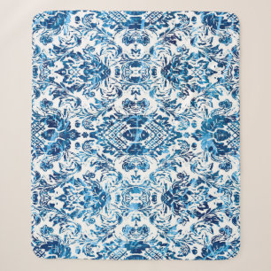 Geometric damask seamless pattern with grunge text sherpa blanket