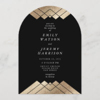 Geometric Deco Black Gold Gatsby Arch Wedding