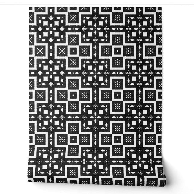  Geometric Deco Modern Classy Chic Black and White Wallpaper (Unrolling)