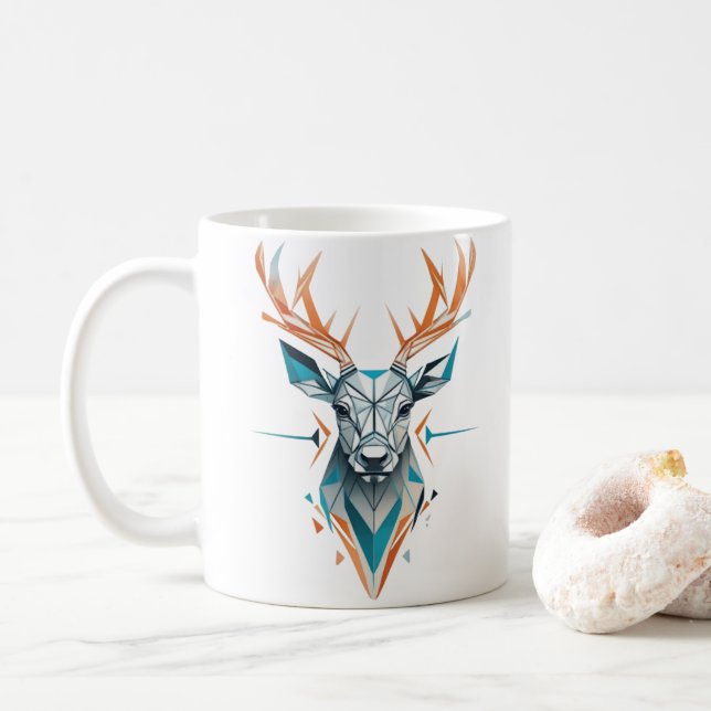 Geometric Deer Art | Modern Abstract Mug Design  (With Donut)