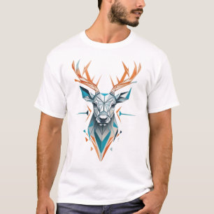 Geometric Deer Art T-Shirt   Modern Wildlife 