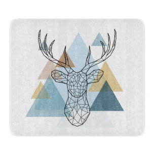 Geometric Deer Portrait Cutting Board