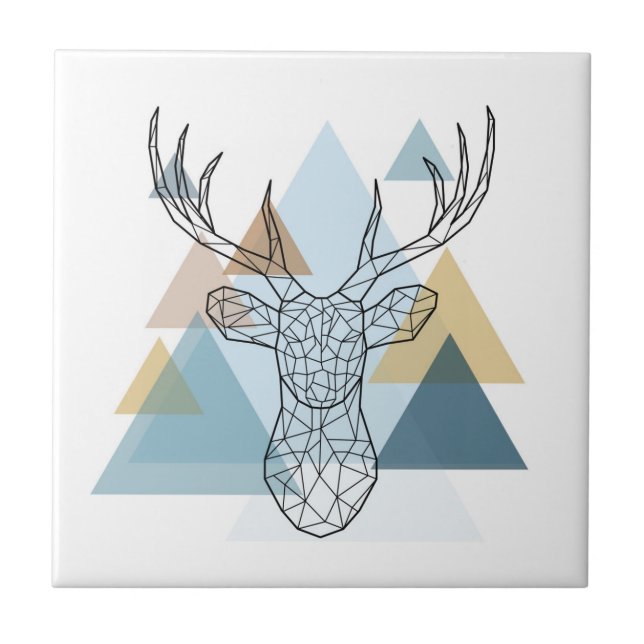 Geometric Deer Portrait Tile (Front)