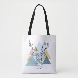 Geometric Deer Portrait Tote Bag