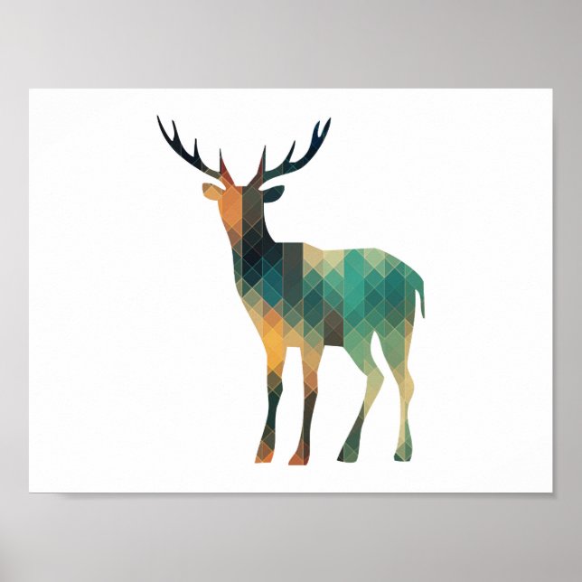 Geometric Deer Silhouette Poster (Front)