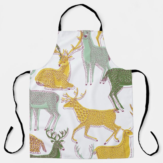 Geometric Deers: Traditional Pattern Illustration. Apron (Front)