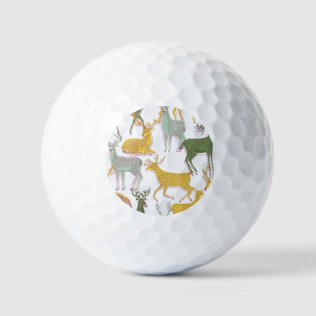 Geometric Deers: Traditional Pattern Illustration. Golf Balls (Front)
