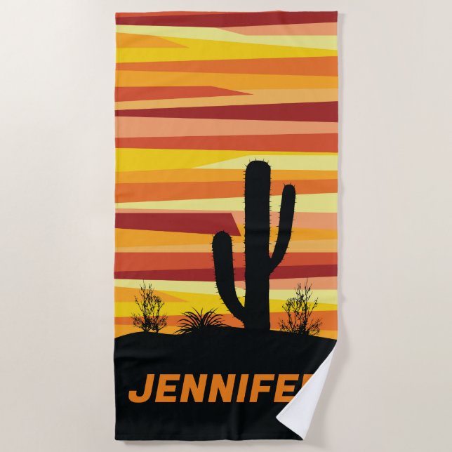 Geometric desert sunset beach towel (Front)