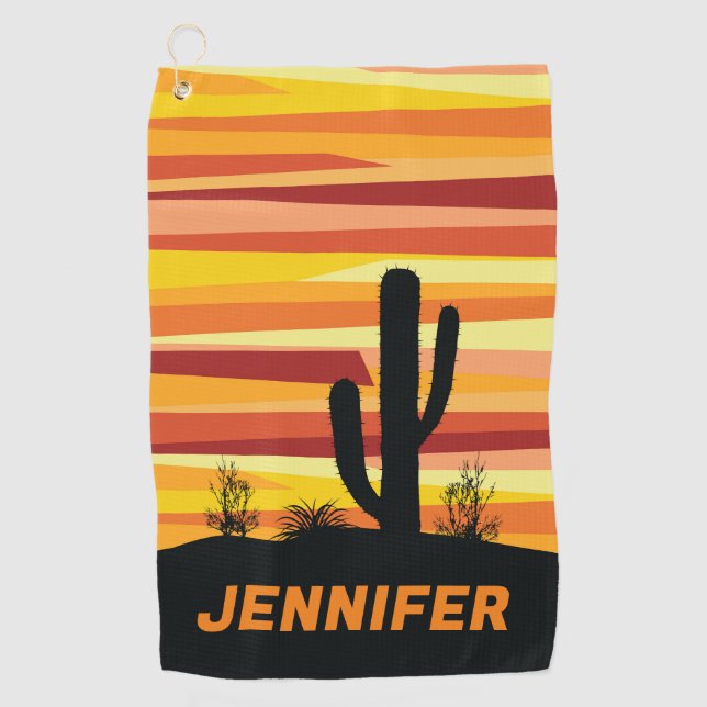 Geometric desert sunset golf towel (Front)