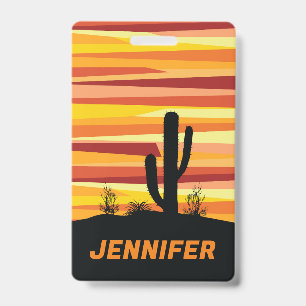 Geometric desert sunset ID badge