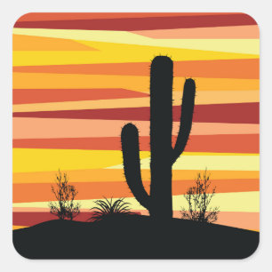 Geometric desert sunset square sticker