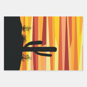 Geometric desert sunset wrapping paper sheet