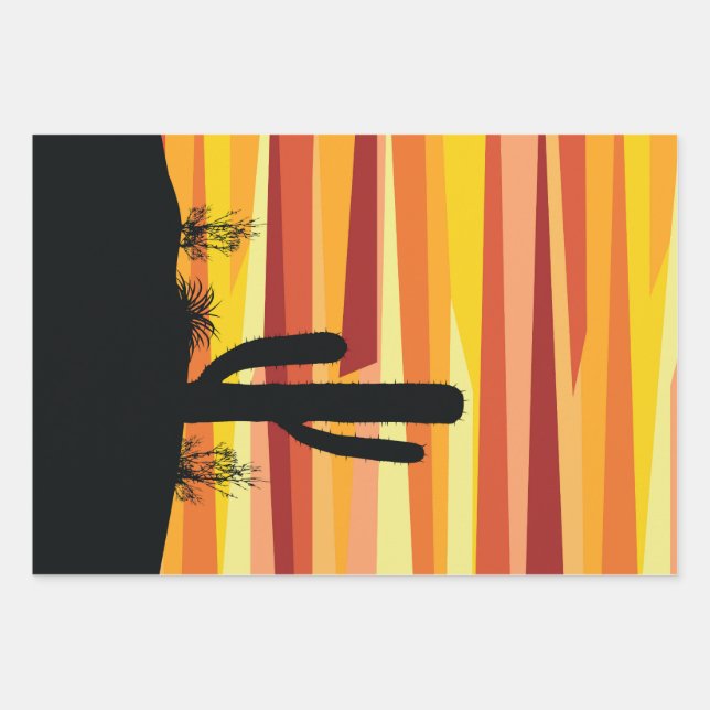 Geometric desert sunset wrapping paper sheet (Front)