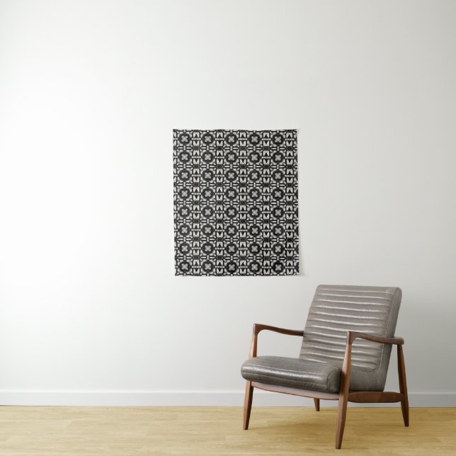 Geometric design black and white  tapestry (In Situ)