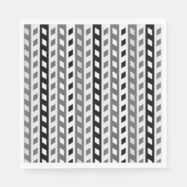 Geometric Design, gray, black, white, Napkin (Front)