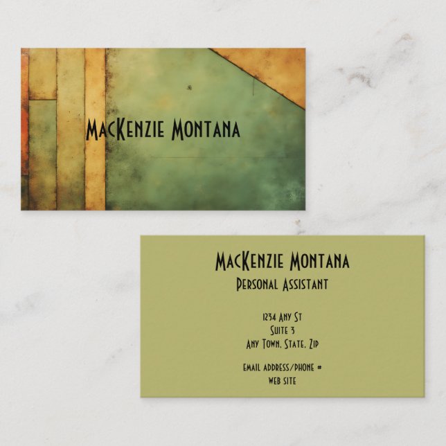 Geometric Design in Olive, Rust, Mustard Business Card (Front/Back)
