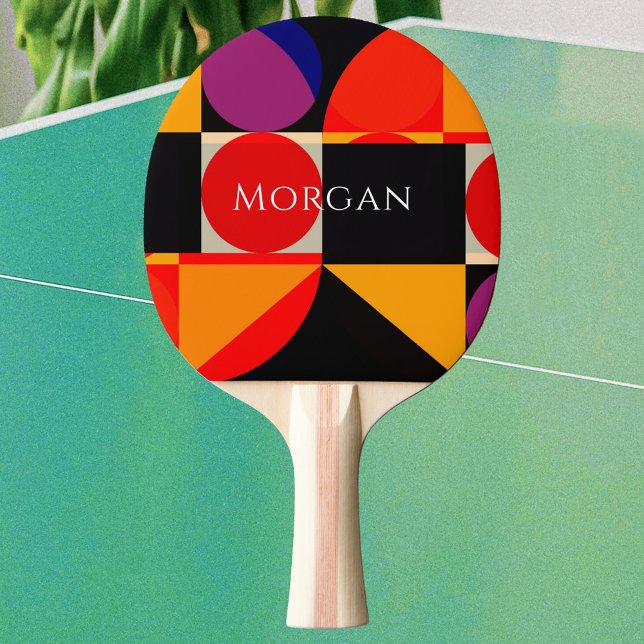 Geometric Design, Name, Red Blk Orange Purple, Vs2 Ping Pong Paddle (Creator Uploaded)