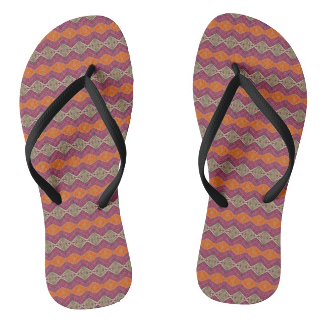 Geometric design orange purple beige jandals (Footbed)