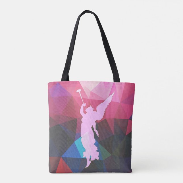 Geometric Design Trumpet Playing Angel Tote Bag (Back)