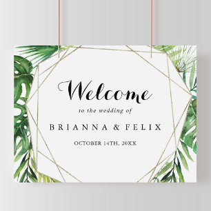 Geometric Destination Green Wedding Welcome Sign
