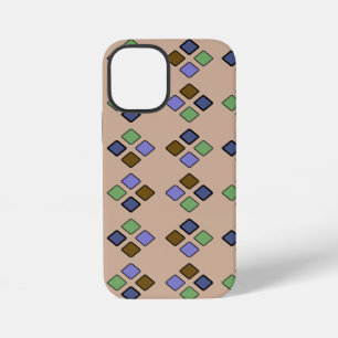 Geometric Diagonal Tiles Blue Green on any Colour iPhone 12 Mini Case