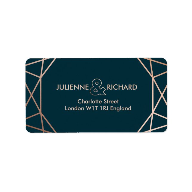 Geometric Diamond Elegant Wedding  Address Labels (Front)