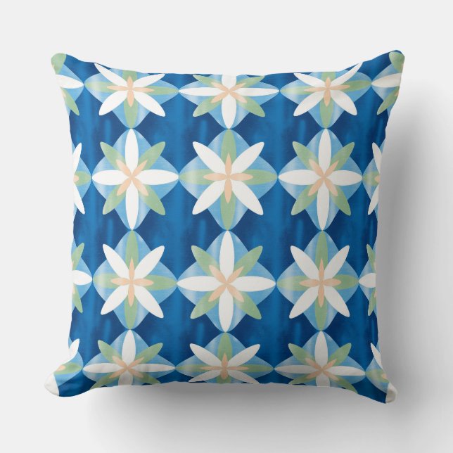 Geometric diamond flowers cushion (Front)