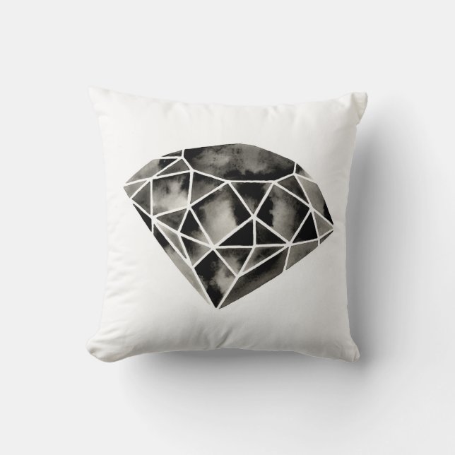Geometric Diamond . Modern . Black White . Pillow (Front)