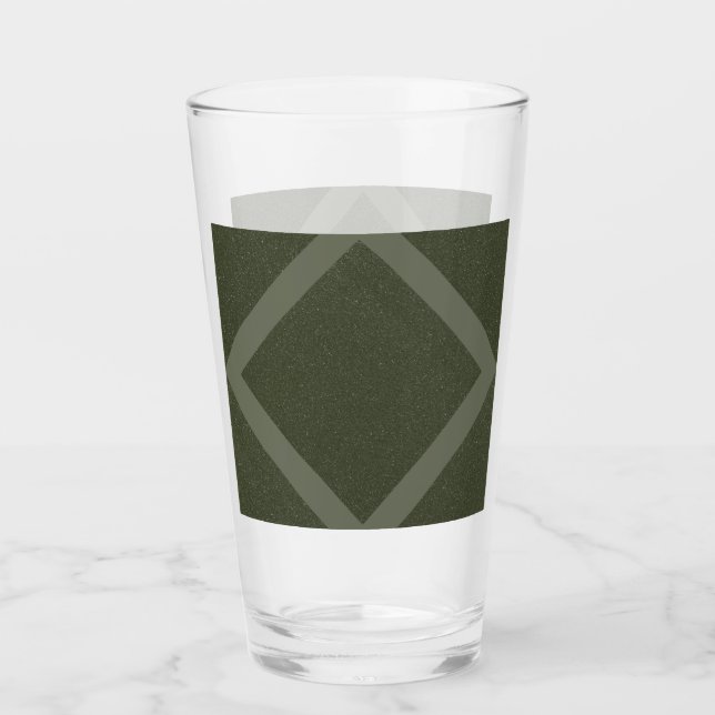 Geometric Diamond Moss Green Pint Glass (Front)
