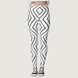 Geometric Diamond Pattern Black and White Design Leggings