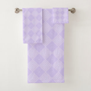 Geometric Diamond Purple And Lilac Bath Towel Set