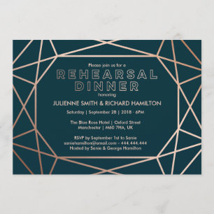 Geometric Diamond Sophisticated Rehearsal Dinner Invitation